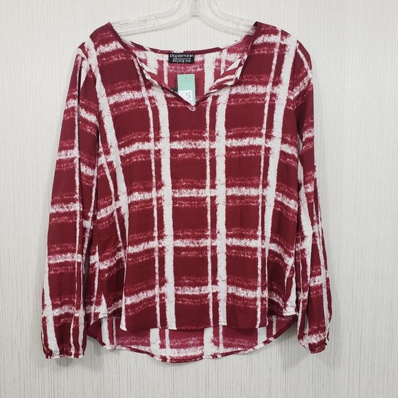 Papermoon Tops - Papermoon petite NWT Canta split neck blouse window pane pattern Woman's size SP